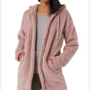 32 Degrees | Women's | Crepe Pink | Sherpa | Hooded Open Cardigan | Size L